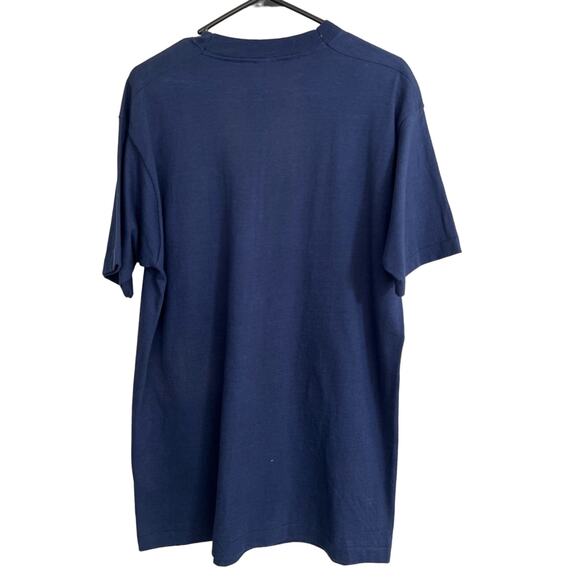 Vintage 80s Pilot T-Shirt Airplane Blue Large 1981 All Over Print Single Stitch - Picture 2 of 6